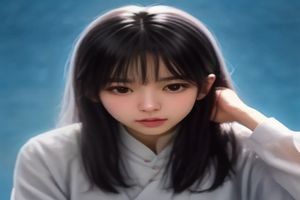 使用ai动漫网站风格转换后的动漫头像效果，日系动漫画风、大眼睛高光、线条清晰