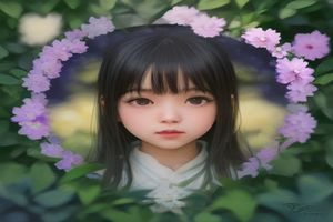 纯文字提示词输入界面，描述蓝发少女在樱花树下的场景