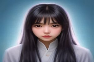 ai动漫网站根据文字描述生成的蓝发动漫少女在樱花树下的插画，画面唯美、细节精致